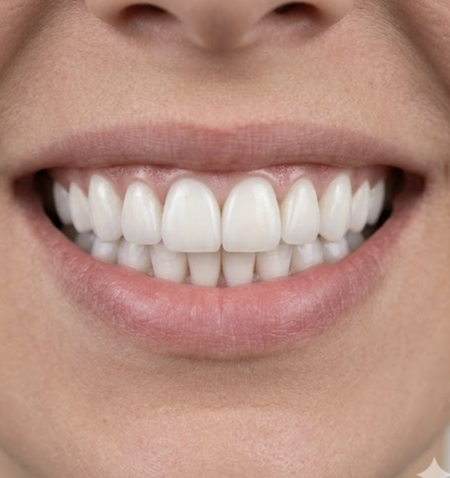 After cosmetic dental treatment — stunning smile transformation